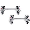 14G 9/16 Clear Gem Crescent Moon Witch Barbell Nipple Ring Set