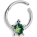 16G 3/8 Green Gem Turtle World Hinged Segment Ring