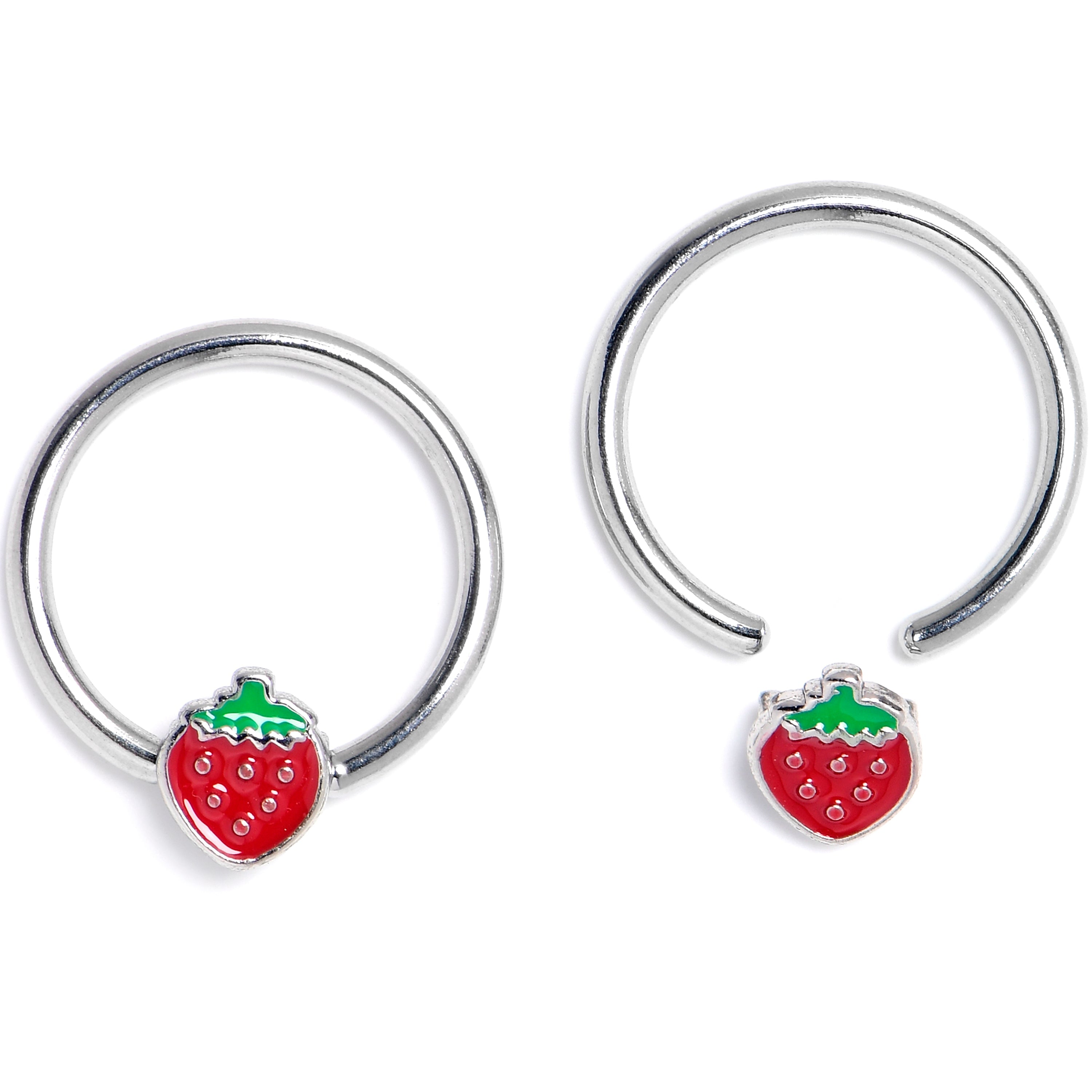 16G 3/8 Strawberry Red BCR Captive Ring Set of 4