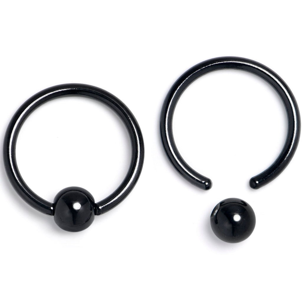 16G 3/8 Green Faux Opal Black Moon Sun BCR Horseshoe Set of 4