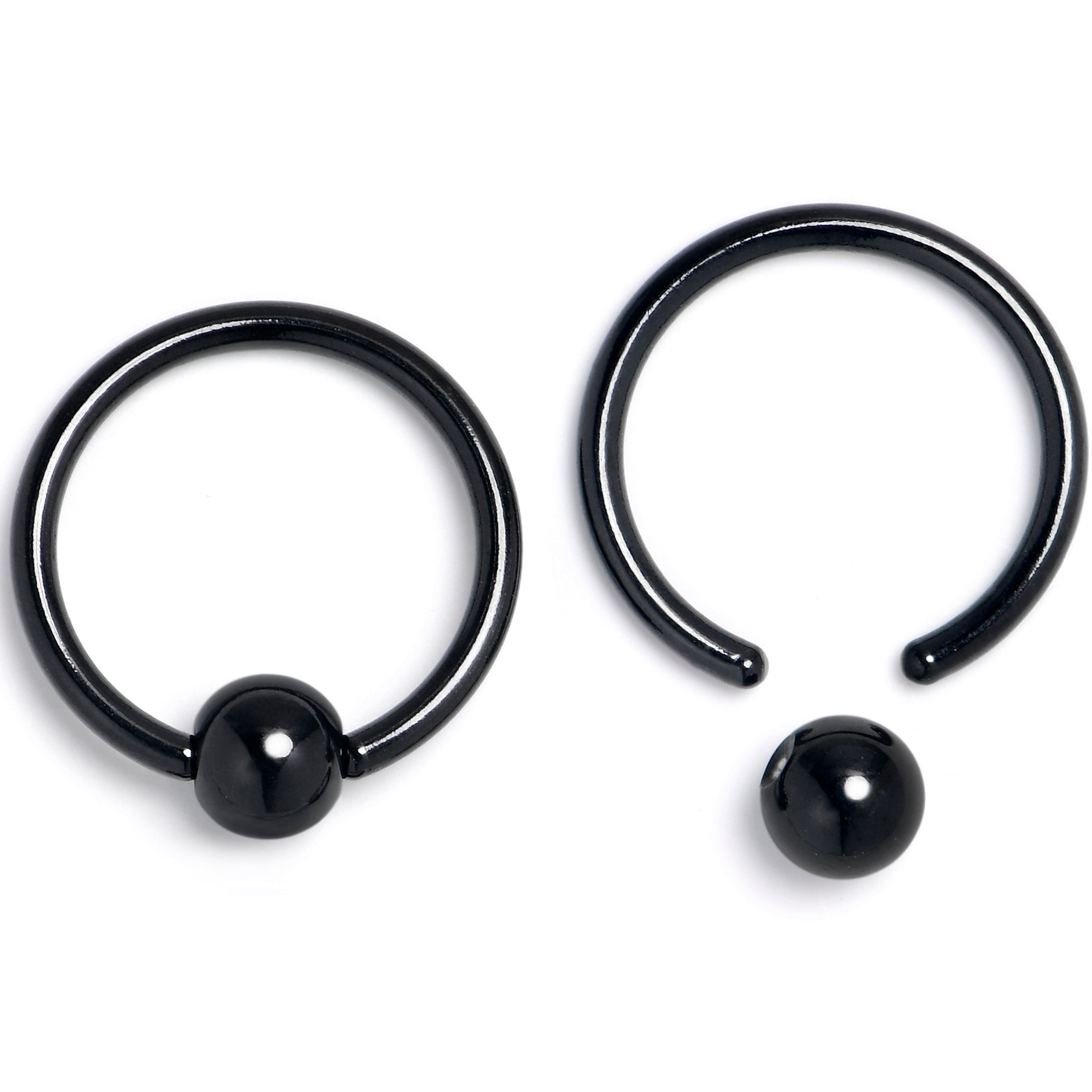 16G 3/8 Green Faux Opal Black Moon Sun BCR Horseshoe Set of 4