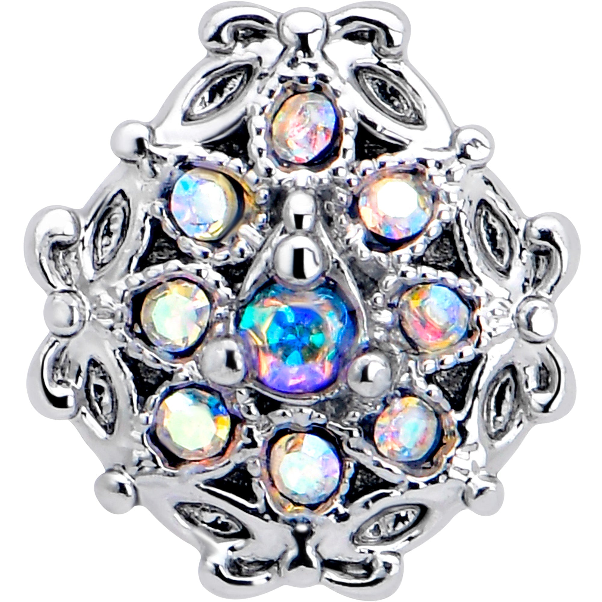 16G 1/4 Aurora Gem Retro Sunburst Cartilage Labret