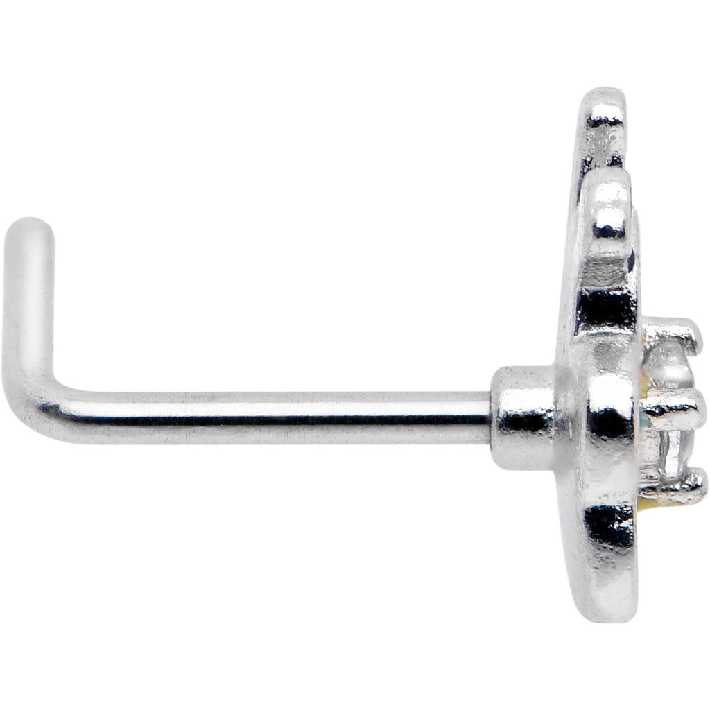 20G 7mm Clear CZ Gem Butterfly Love Bug L Shape Nose Ring