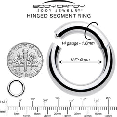 14G 1/4 316L Surgical Steel Precision Hinged Segment Hoop