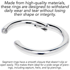 12G 5/16 316L Surgical Steel Precision Hinged Segment Hoop
