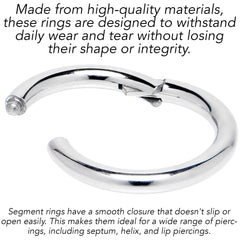 12G 9/16 316L Surgical Steel Precision Hinged Segment Hoop