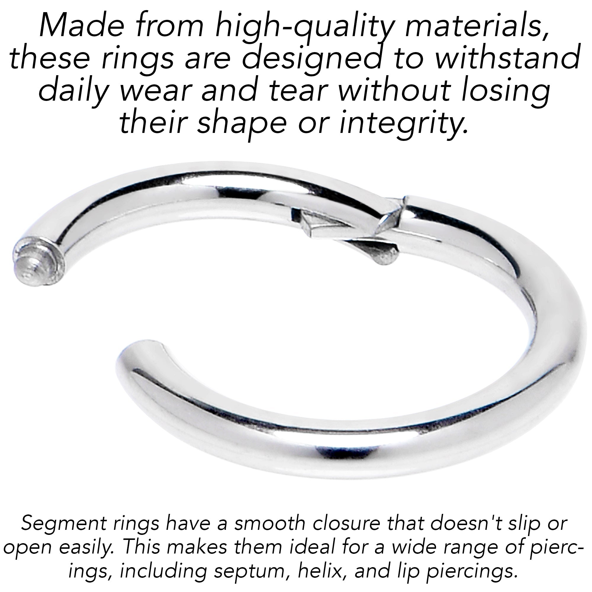 12G 5/8 316L Surgical Steel Precision Hinged Segment Hoop