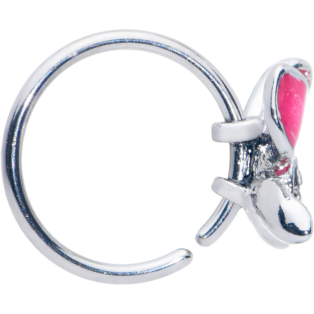 20G 5/16 Clear Gem Chunky Butterfly Pink Nose Hoop