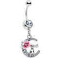 Clear Gem Rabbit On The Moon Pink Dangle Belly Ring