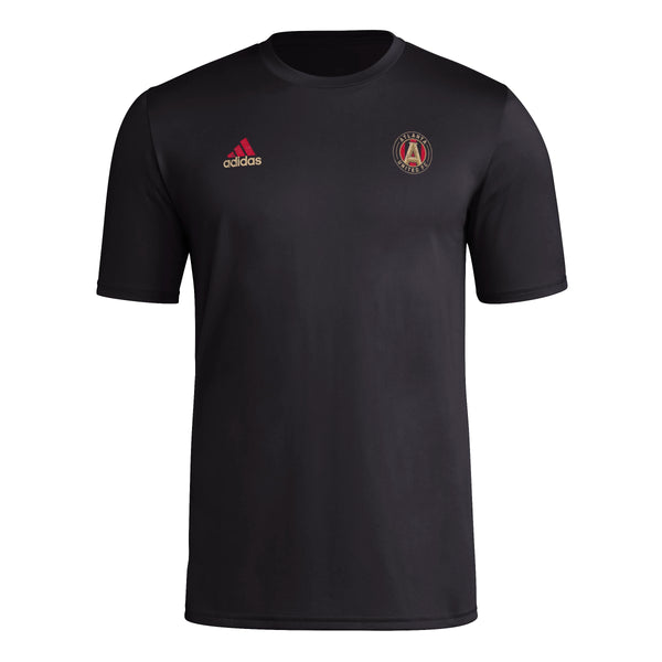 adidas Mens FC Short Sleeve Pre-Game T-Shirt Black/Atlanta United Medium