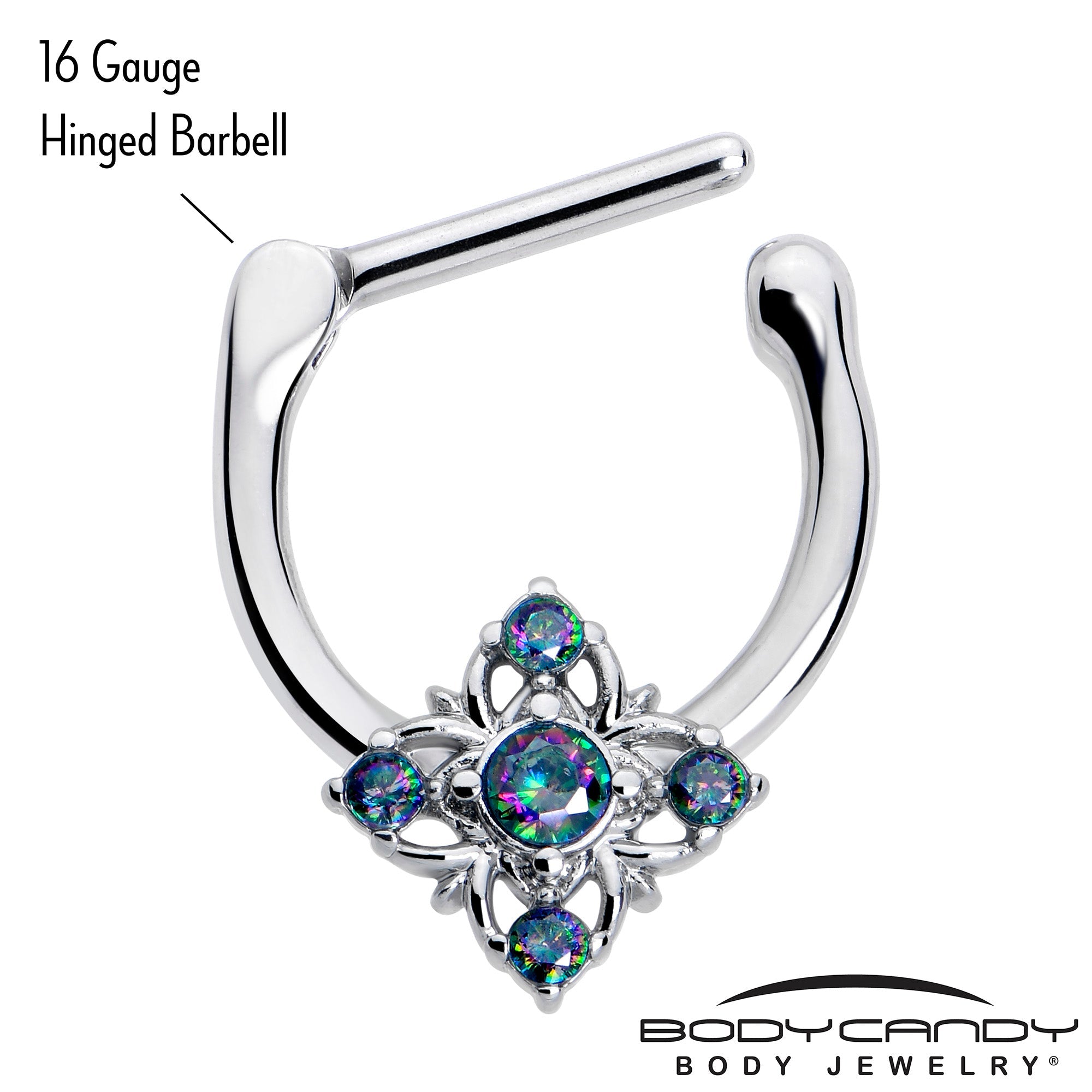16G 5/16 Vitrail CZ Gem Beauty Cross Cartilage Clicker