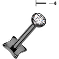 18G 5/16 3mm CZ Gem Black PVD Medical Grade Titanium Reversible Flat Back Earring