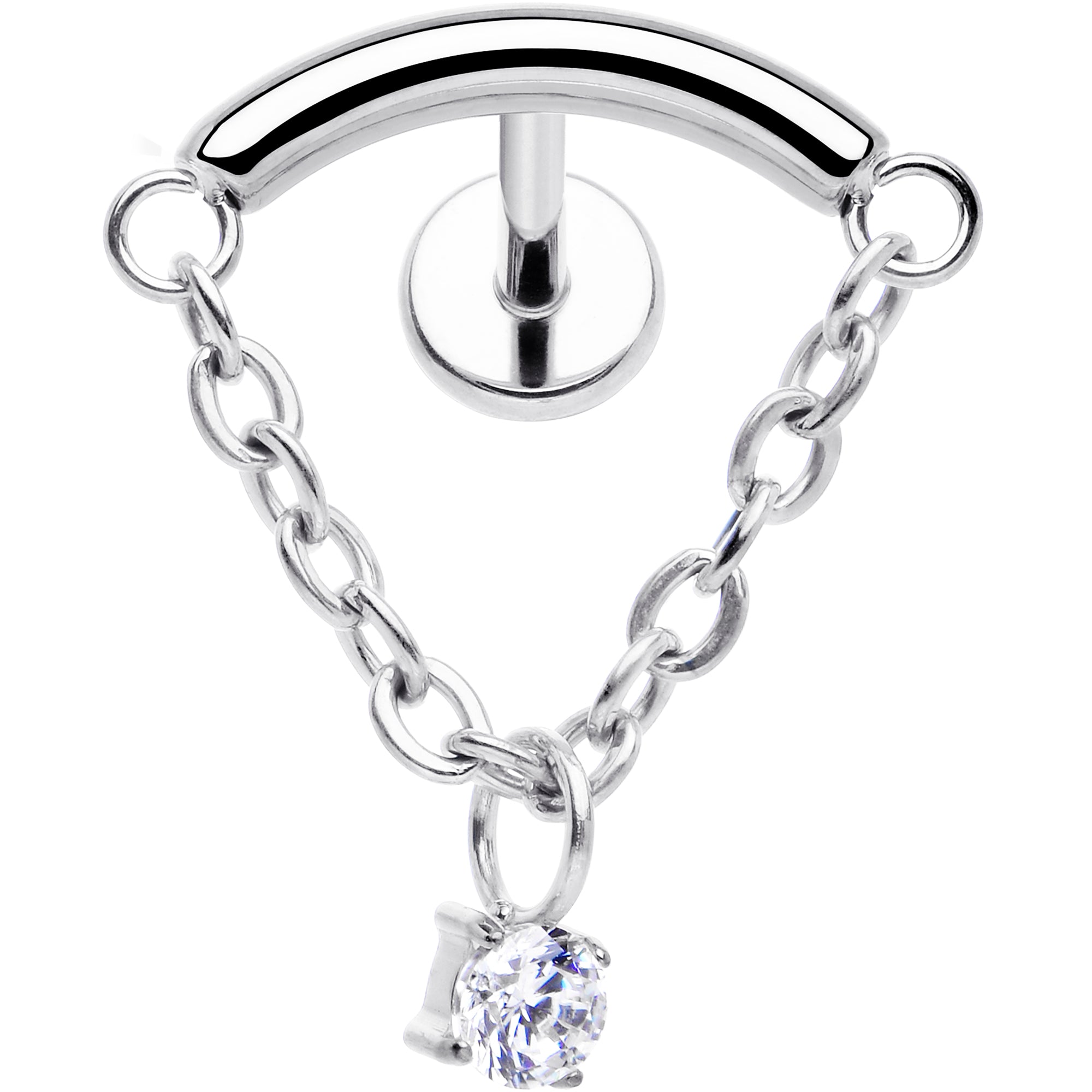 18G 5/16 CZ Gem Titanium Threadless Dangle Hidden Helix Earring