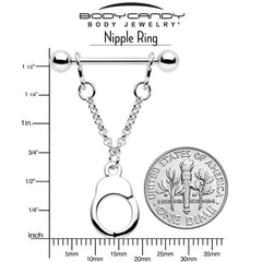 14G 3/4 Handcuff Chain Dangle Nipple Ring Set