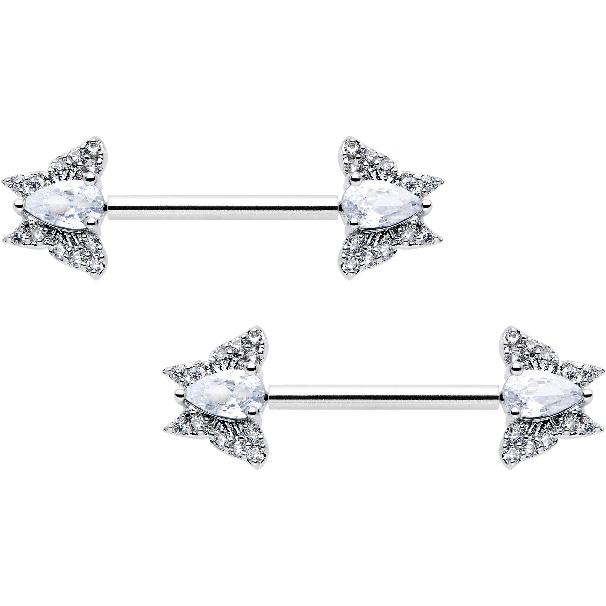 14G 9/16 Style Butterfly Threadless Nipple Ring Set