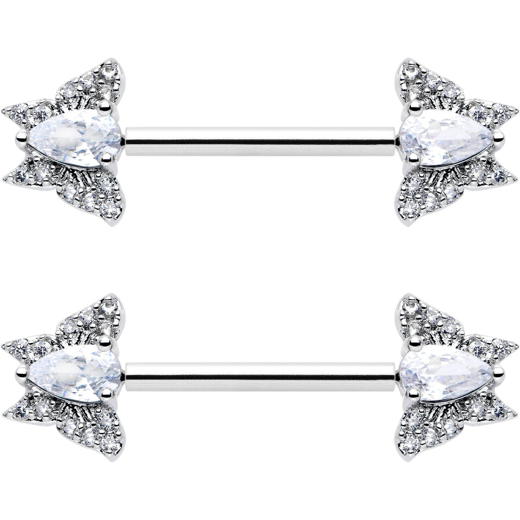 14G 9/16 Style Butterfly Threadless Nipple Ring Set