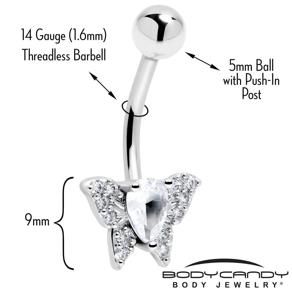 Cubic Zirconia Style Butterfly Belly Ring