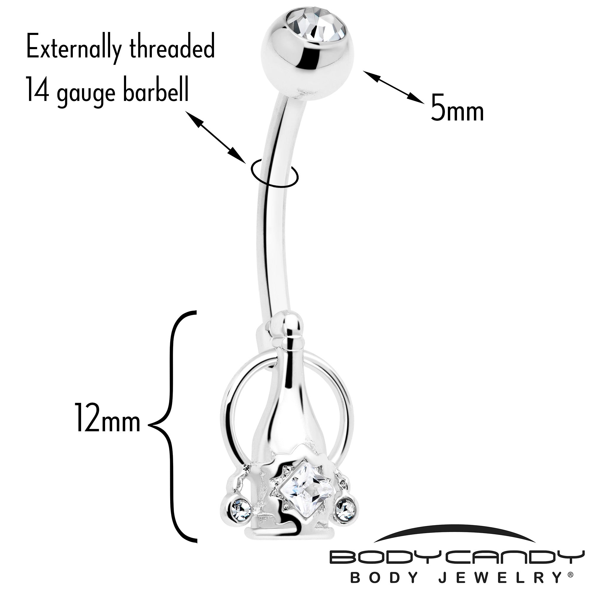 Clear Gem Champagne Dreams Dangle Belly Ring