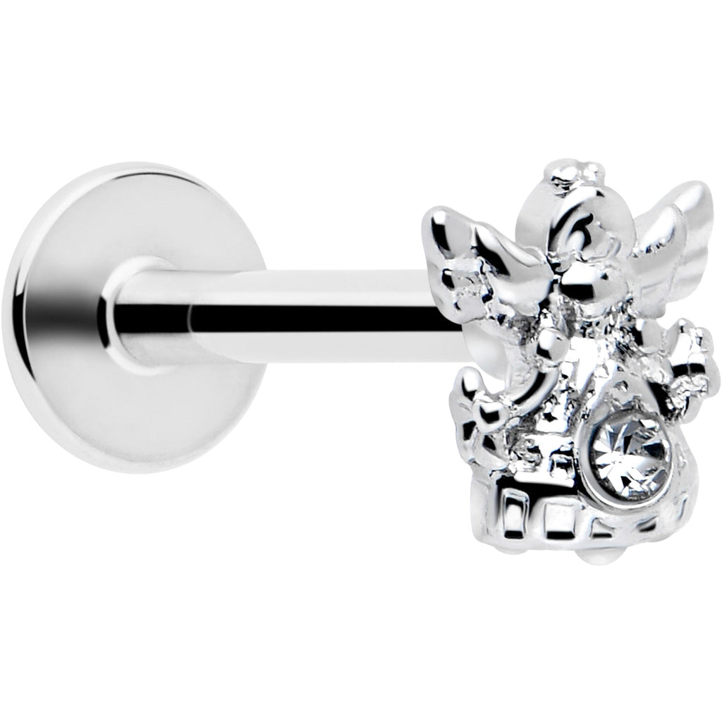16G 5/16 Clear CZ Gem Fabulous Angel Labret Monroe Tragus