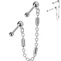 18G 5/16 CZ Gem Cartilage Chain Earring Double Piercing