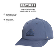 adidas Men's Sport 5-Panel, High Crown Structured Snapback Adjustable Fit Cap
