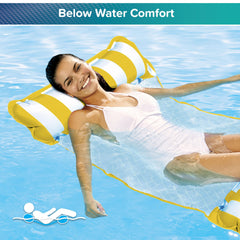 Aqua 4-in-1 Monterey Hammock Pool Float & Water Hammock, Multi-Purpose, Inflatable Pool Floats for Adults, Patented Thick, Non-Stick PVC Material, One Light Blue & One Navy/White Stripe, 2-Pack