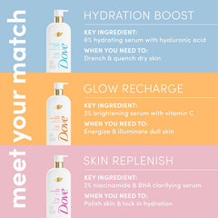 Dove Serum Body Wash Hydration Boost actively drenches dry skin with Hyaluronic Acid Serum 18.5 Fl Oz