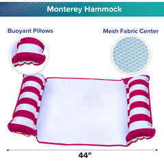 Aqua 4-in-1 Monterey Hammock Pool Float & Water Hammock, Multi-Purpose, Inflatable Pool Floats for Adults, Patented Thick, Non-Stick PVC Material, One Light Blue & One Navy/White Stripe, 2-Pack