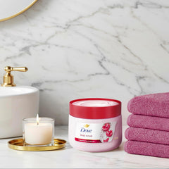 Dove Cherry & Chia Milk Body Scrub Exfoliates and Deeply Nourishes for Smooth, Radiant Skin 15 oz