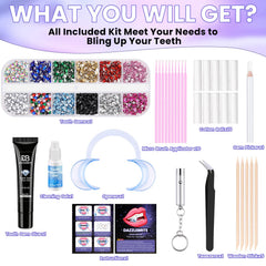 DAZZLEBRITE Tooth Gem Kit, Tooth Gems Kit for Teeth, Beginners Starter Crystals Teeth Gem Jewelry for Women Men, Bedazzling Gems Kits with Pickup Tools.