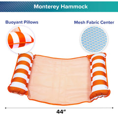 Aqua 4-in-1 Monterey Hammock Pool Float & Water Hammock, Multi-Purpose, Inflatable Pool Floats for Adults, Patented Thick, Non-Stick PVC Material, One Light Blue & One Navy/White Stripe, 2-Pack