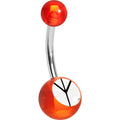 Red and White Acrylic Inverted Peace Sign Belly Ring