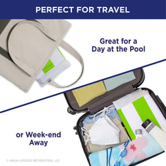 Aqua 4-in-1 Monterey Hammock Pool Float & Water Hammock, Multi-Purpose, Inflatable Pool Floats for Adults, Patented Thick, Non-Stick PVC Material, One Light Blue & One Navy/White Stripe, 2-Pack
