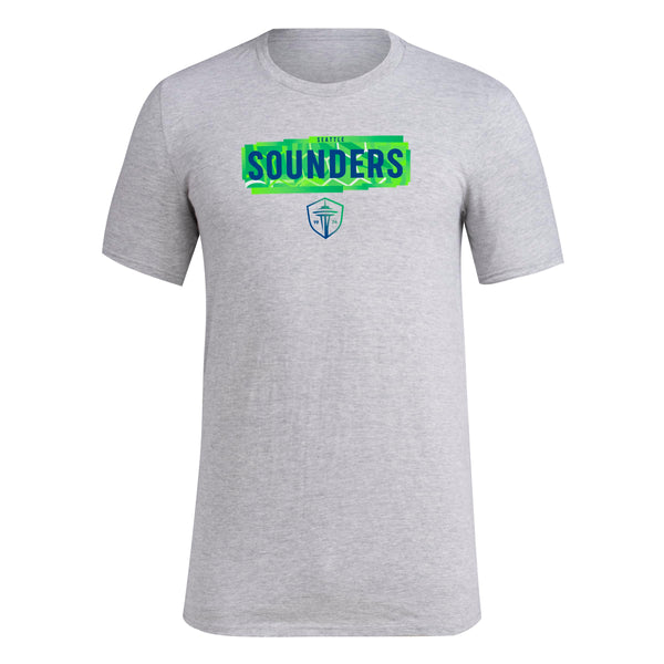 adidas Mens FC Short Sleeve Pre-Game T-Shirt Medium Grey Heather/Seattle Sounders Small