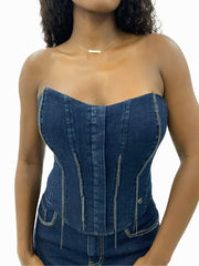 Denim Chain Link Corset