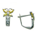 14k White Gold Butterfly November Birthstone Leverback Earrings