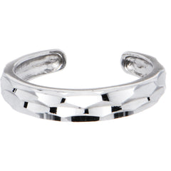 10k White Gold Diamond Cut Band Toe Ring