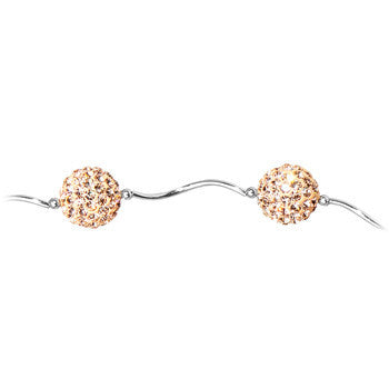 Sterling Silver Champagne Crystal Ball Drop Necklace
