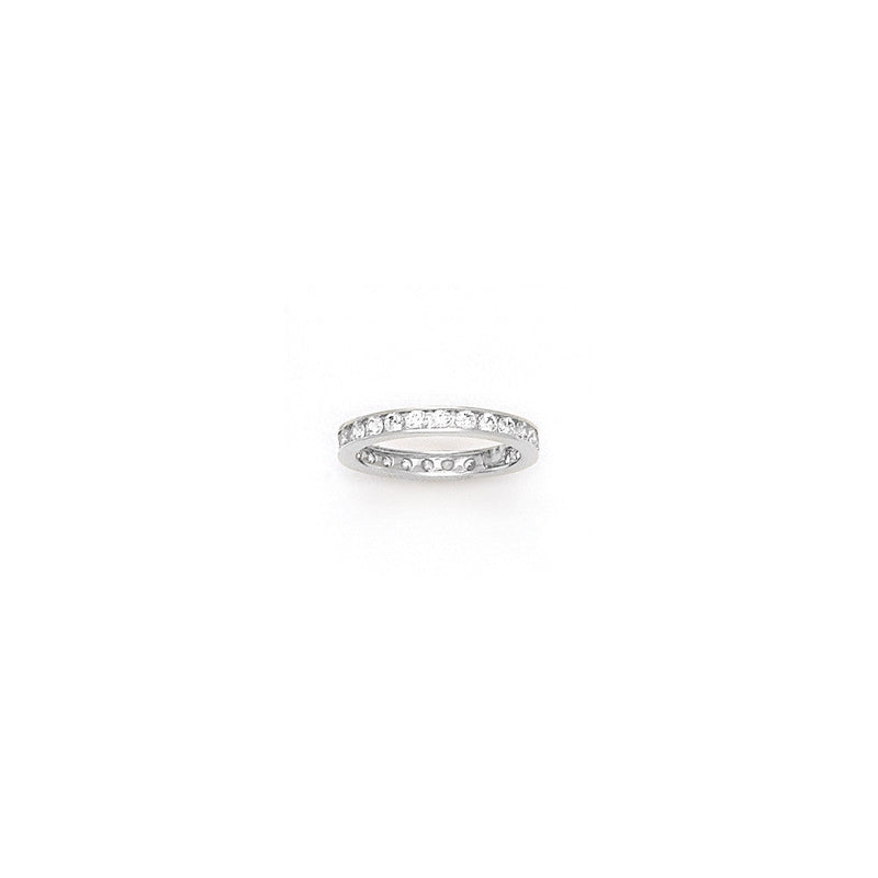 Solid 14k White Gold Cubic Zirconia Eternity Toe Ring - Size 4.5