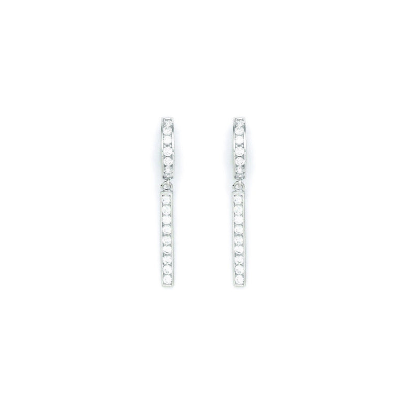 Sterling Silver Classic CZ Drop Huggy Earrings