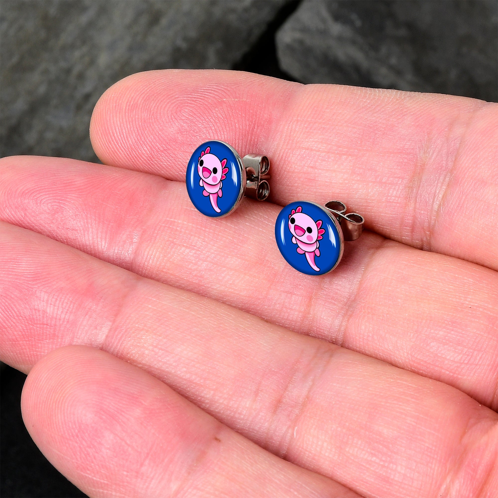 Adorable Axolotl Stud Earrings by Onyx O