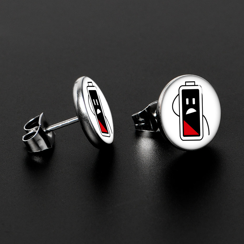 Battery Empty Stud Earrings by Onyx O