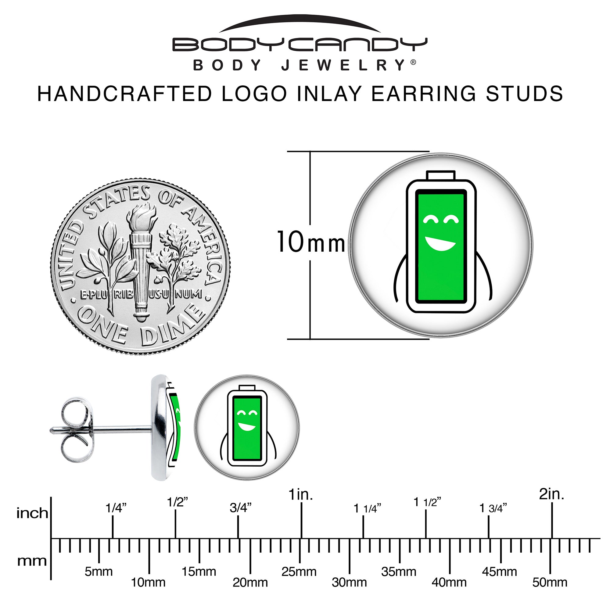 Battery Full Stud Earrings by Onyx O
