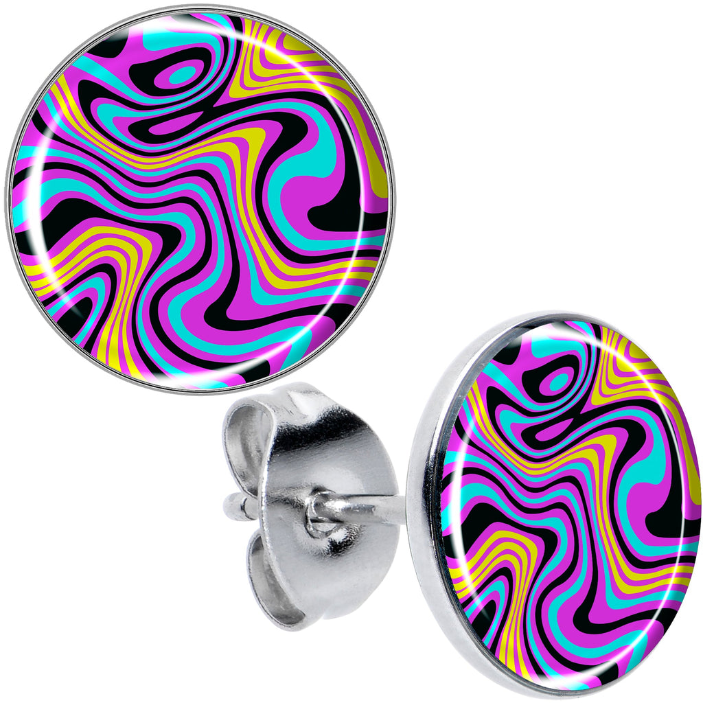 Funky Swirls Stud Earrings by Onyx O