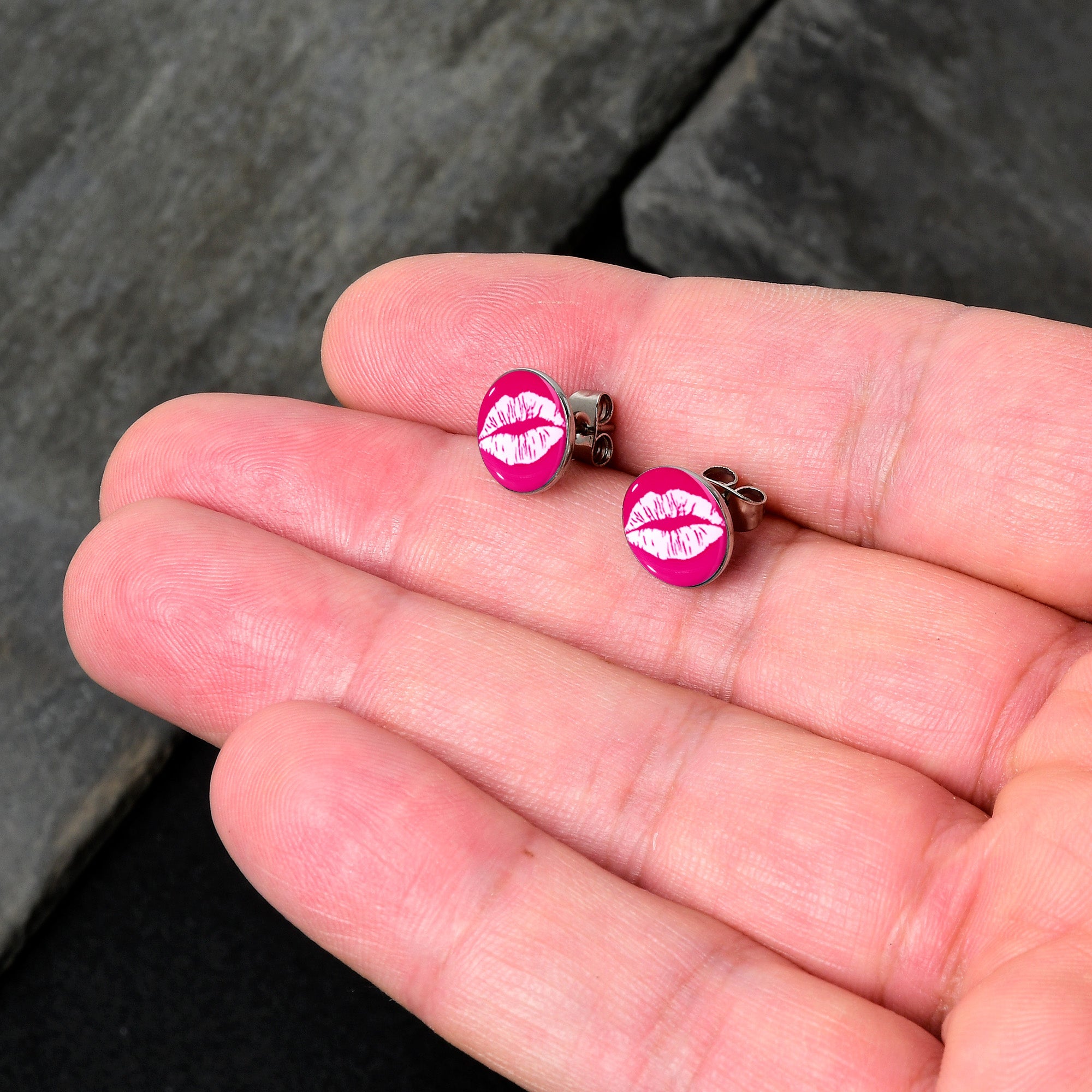 Red Hot Lips Stud Earrings by Onyx O