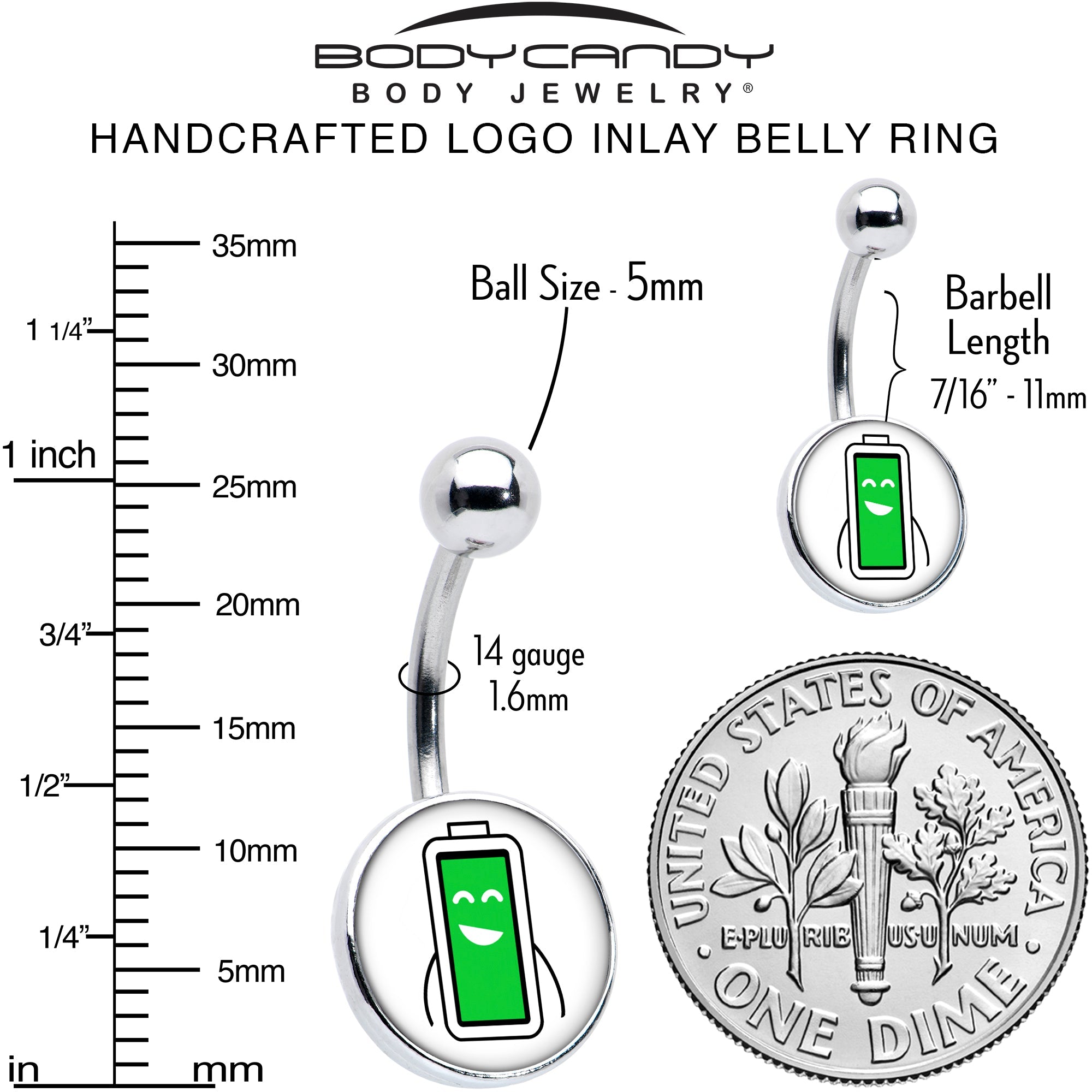 Battery Full Belly Ring by Onyx O