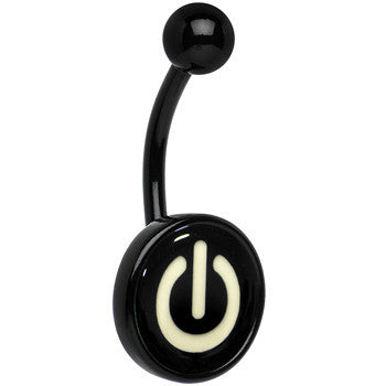 Glow in the Dark Titanium Power Button Belly Ring
