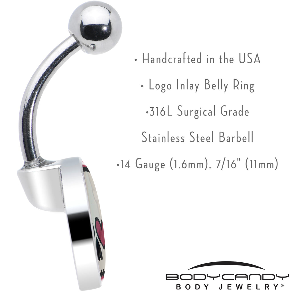 Valentine Heart Skull Belly Ring