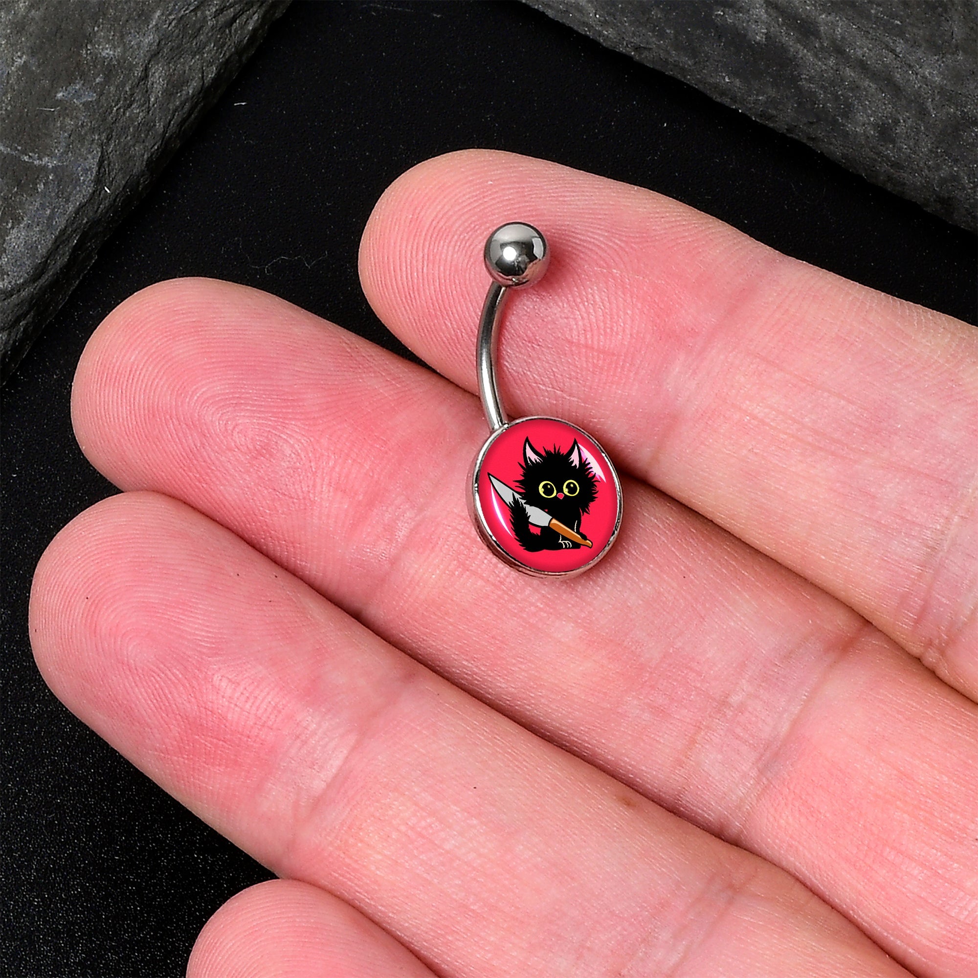 Stabby Cat Belly Ring by Onyx O