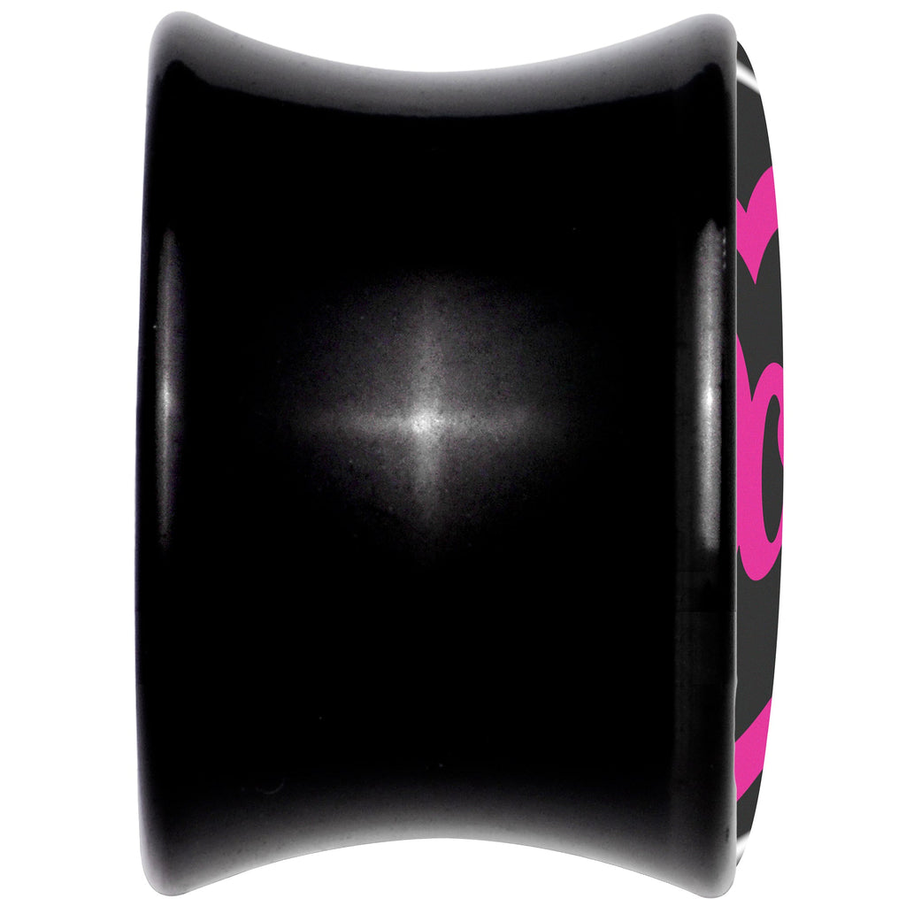 Hollow Heart Doll Word Black Acrylic Saddle Plug Set by Onyx O
